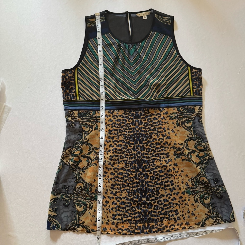 CAbi Leopard Mixed Print Sheer Panel Sleeveless Tank Top Size M Edgy Chic - Picture 5 of 8